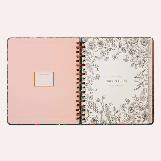 Rifle Paper Co - 17-Month Hardcover Spiral Planner - 2024 - Peacock
