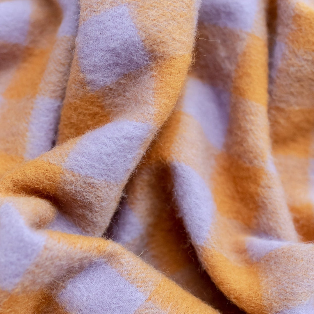 Lambswool Oversized Scarf - Amber Gingham