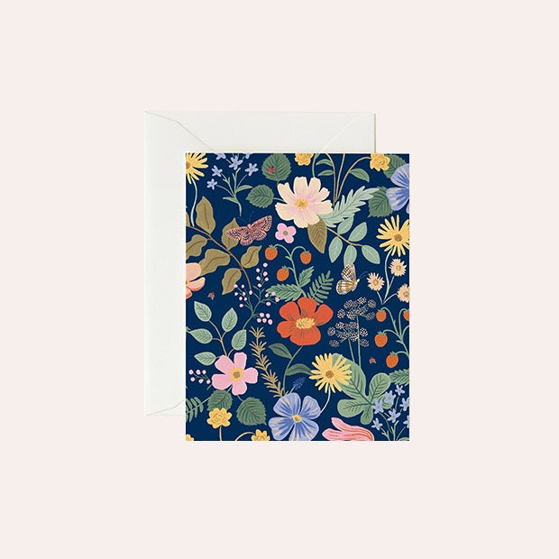 Rifle Paper Co - Single Card - Strawberry Fields Navy