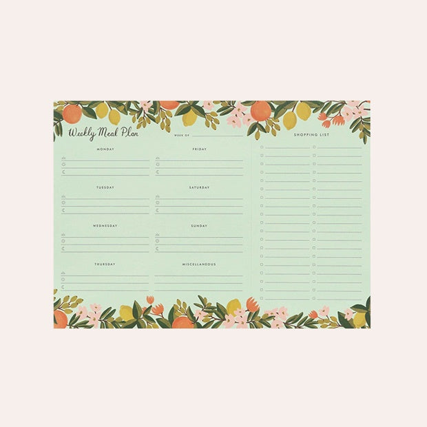 Rifle Paper Co - Weekly Meal Planner Notepad - Citrus Floral