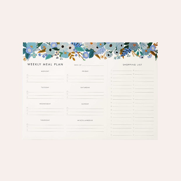 Rifle Paper Co - Weekly Meal Planner Notepad - Garden Party Blue