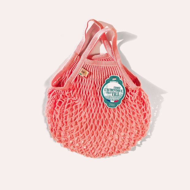 Children&#39;s Net Shopping Bag - Short Handle - Baby Pink