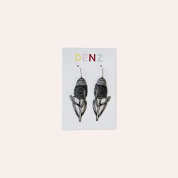 Banksia Earrings - Black