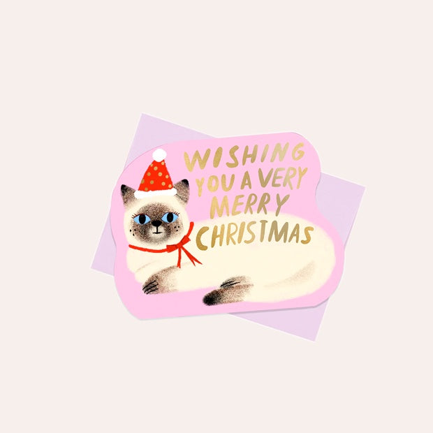 Die Cut Greeting Card - Carolyn Suzuki - Very Merry Feline