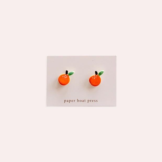 Fruit Stud Earrings - Orange