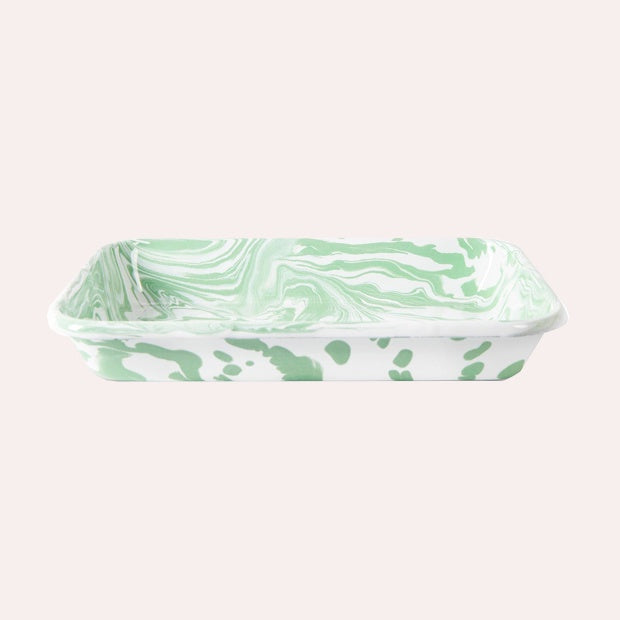 Green Marble Enamel Baking Dish - Rectangle