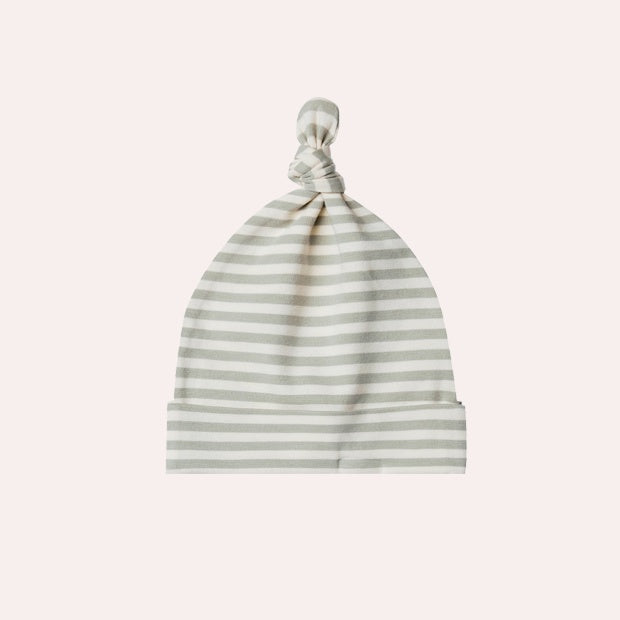 Knotted Baby Hat - Pistachio Stripe
