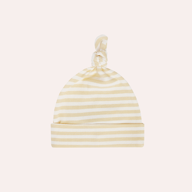 Knotted Baby Hat | Yellow Stripe