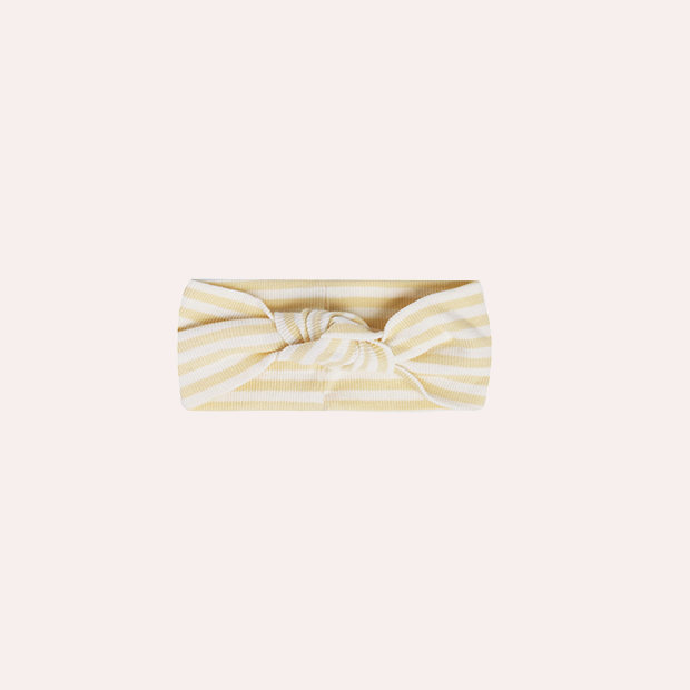 Ribbed Knotted Headband - Yellow Stripe