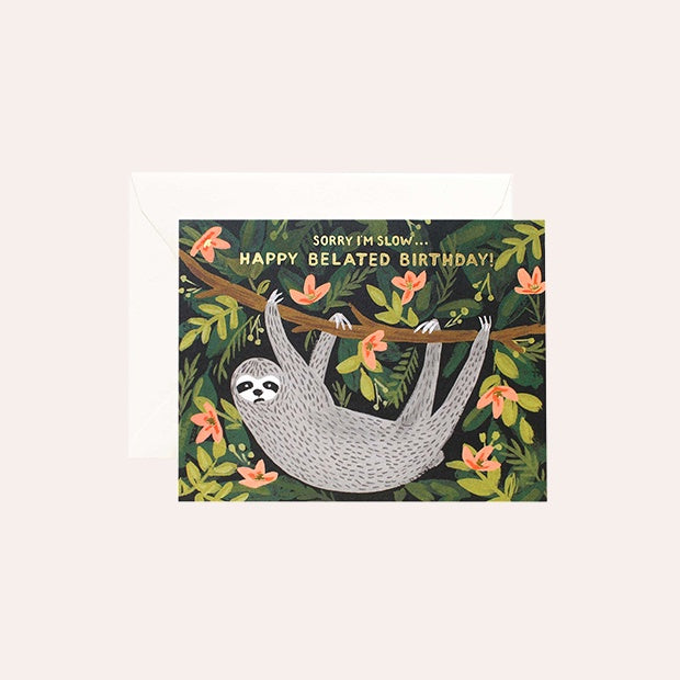 Rifle Paper Co - Single Card - Sloth Belated Birthday