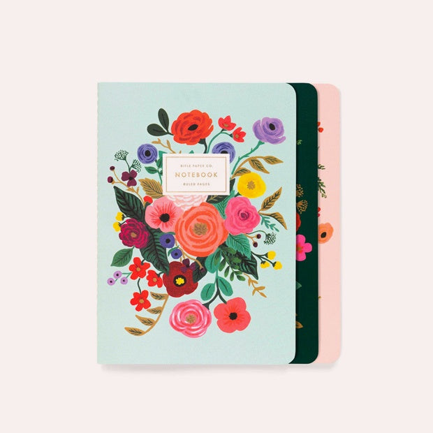 Rifle Paper Co - Pack of 3 Stitched Notebooks - Ruled - Large - Garden Party