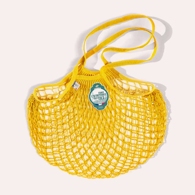 Small Net Shopping Bag - Long Handle - Yellow Solarium