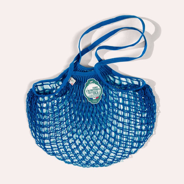 Small Net Shopping Bag - Long Handle - Matisse Blue