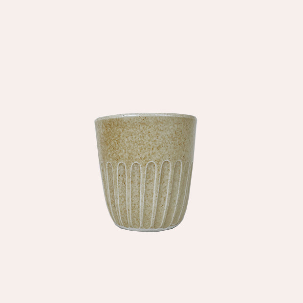 Fluted Travel Cup - Wheat with Terracotta Lid