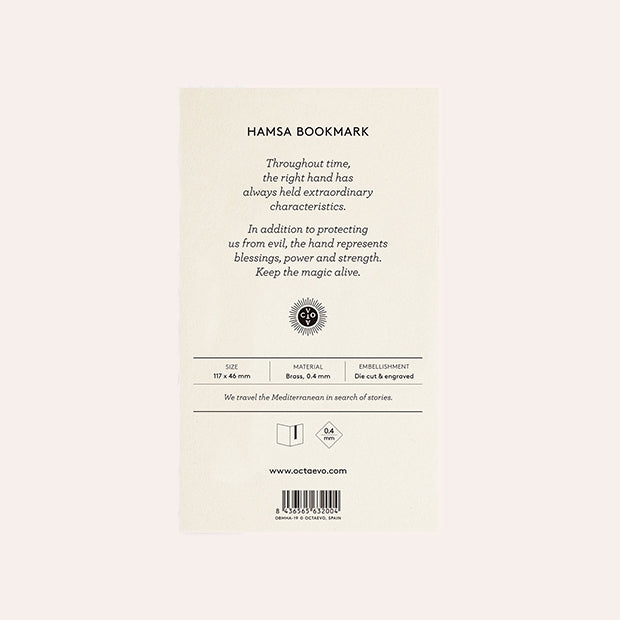 Octaevo - Metal Bookmark - Hamsa Brass