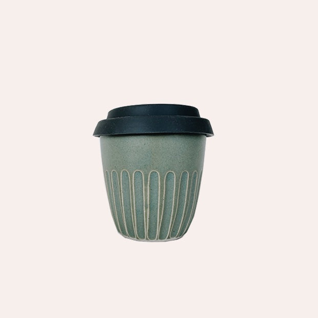 Fluted Travel Cup -Sage with Charcoal Lid