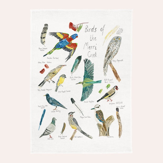 Claire Mosley - Linen Tea Towel - Birds of the Merri