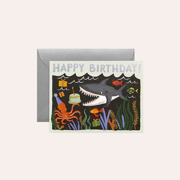 Rifle Paper Co - Single Card - Shark Birthday