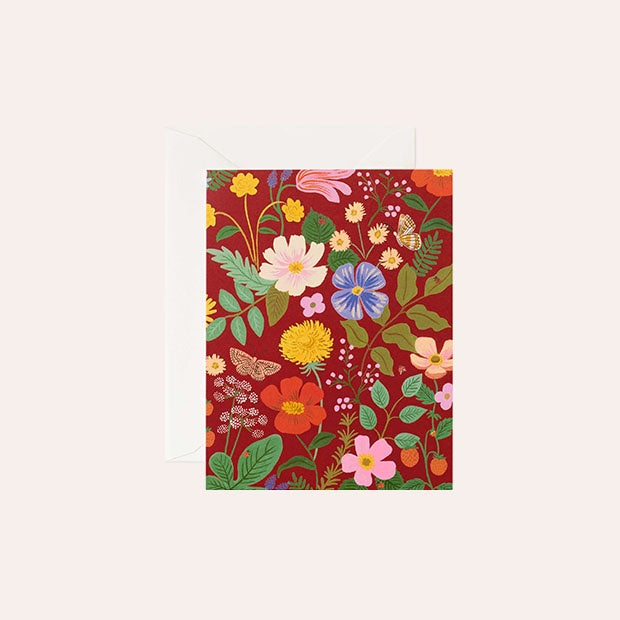 Rifle Paper Co - Single Card - Strawberry Fields Red