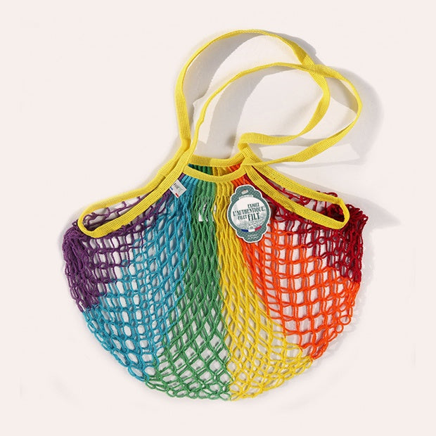 Small Net Shopping Bag - Long Handle - Rainbow